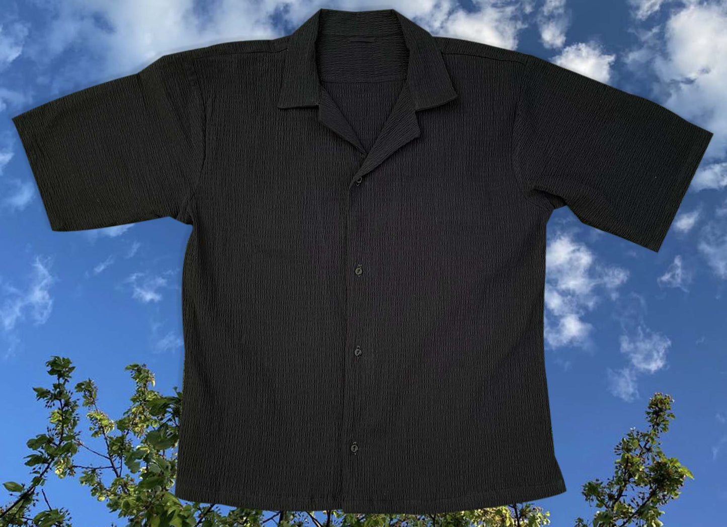 summer shirt- summer clothes- seersucker fabric- shirts- black shirt