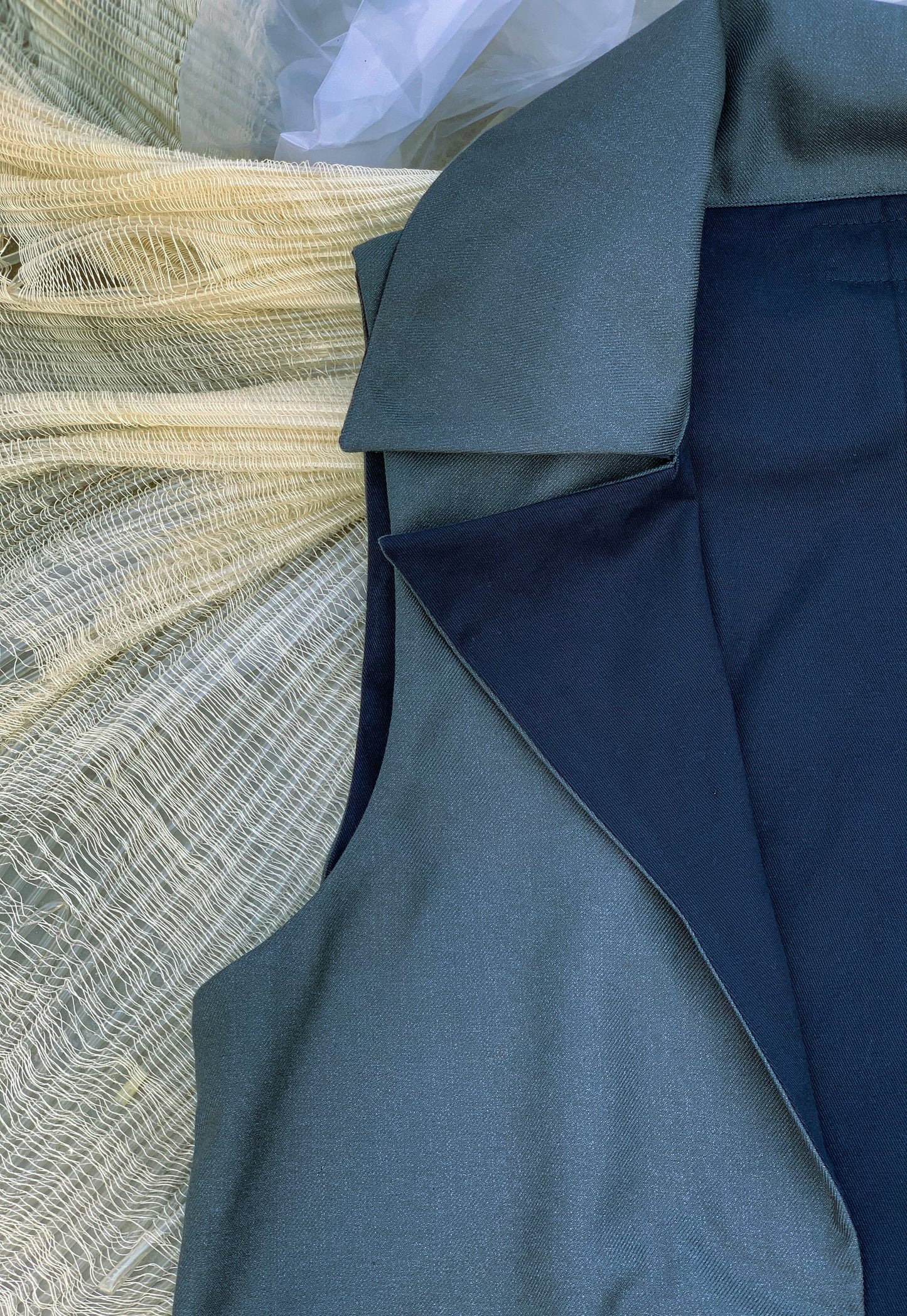 winter coat/winter clothes/winter fabric/denim fabric/denim coat/coat/long coat/reversible/satin reverse side