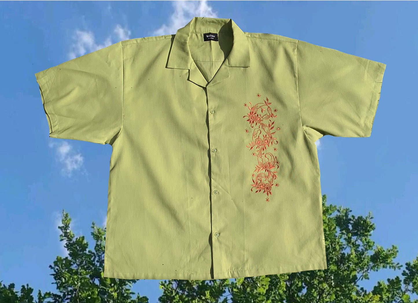 summer -clothes/summer-fabric/summer-shirt/shirt/waffle-shirt/button-shirt/collar-shirt/embroidery-shirt