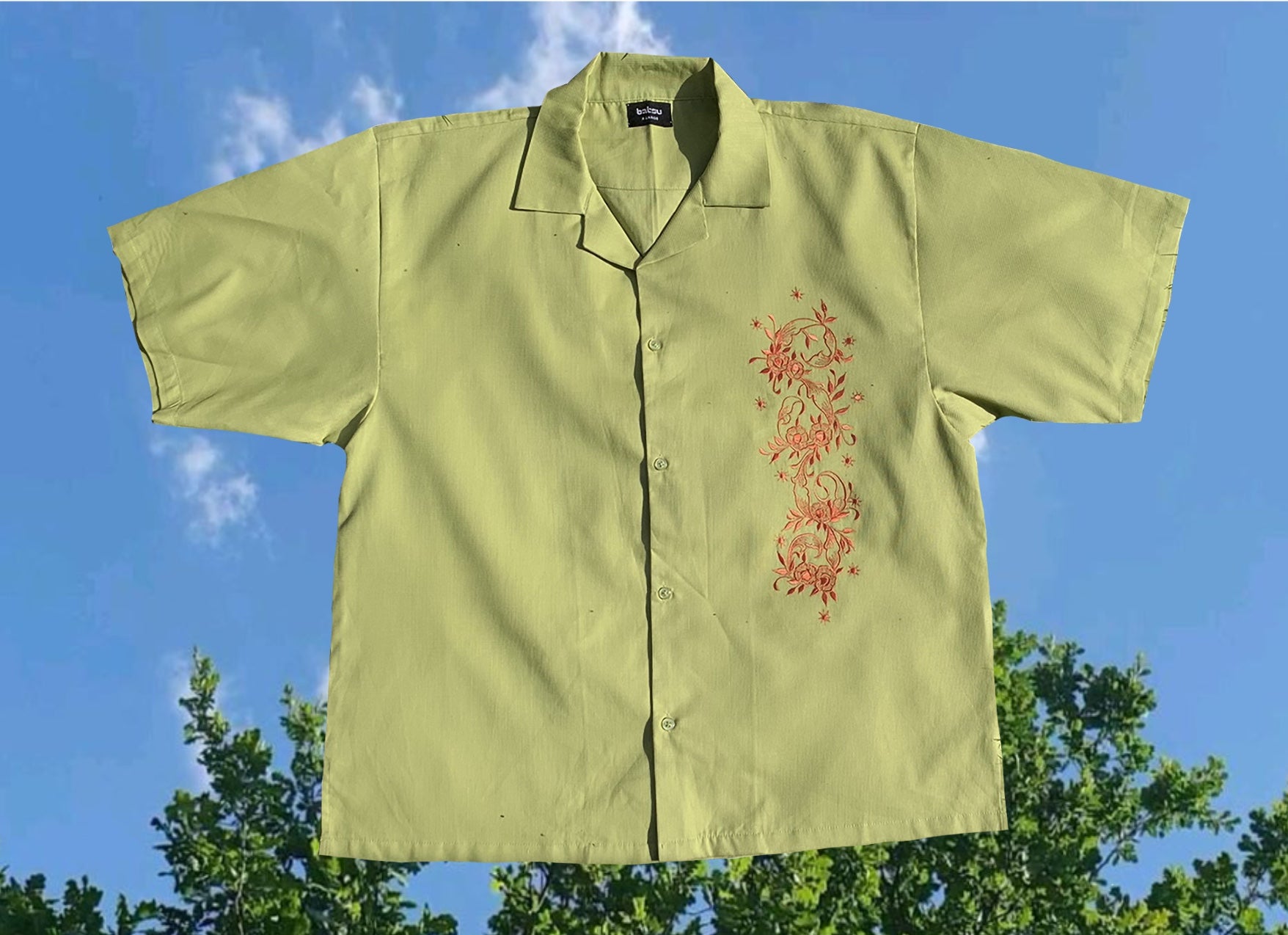 summer -clothes/summer-fabric/summer-shirt/shirt/waffle-shirt/button-shirt/collar-shirt/embroidery-shirt